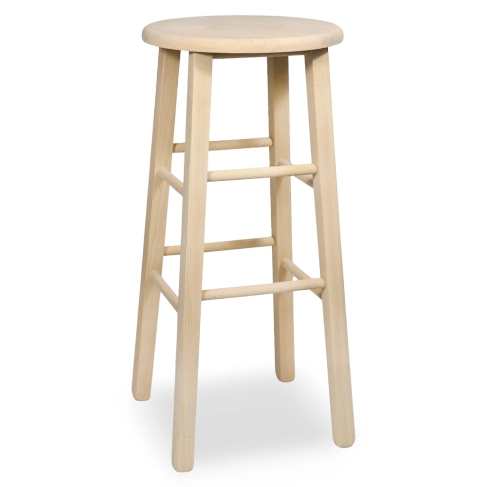 Sgabello da bar tondo legno grezzo da dipingere h 68 cm gambe dritte