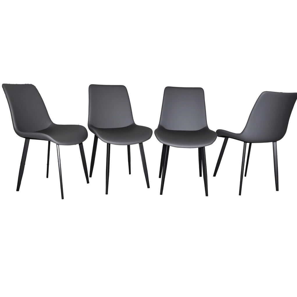 Sedia da pranzo ergonomica in PU grigio con gambe in acciaio al carbonio