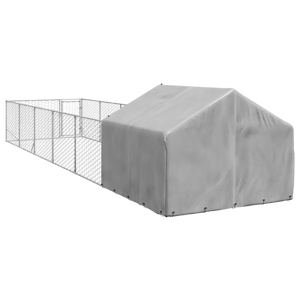 vidaXL Cuccia per Cani da Esterno con Recinto 8x2x1,5m Acciaio Zincato