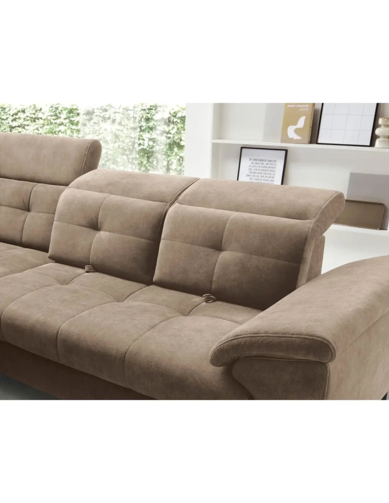 Divano ad angolo Beige 5 posti angolo sinistro schiuma HR INFERNO