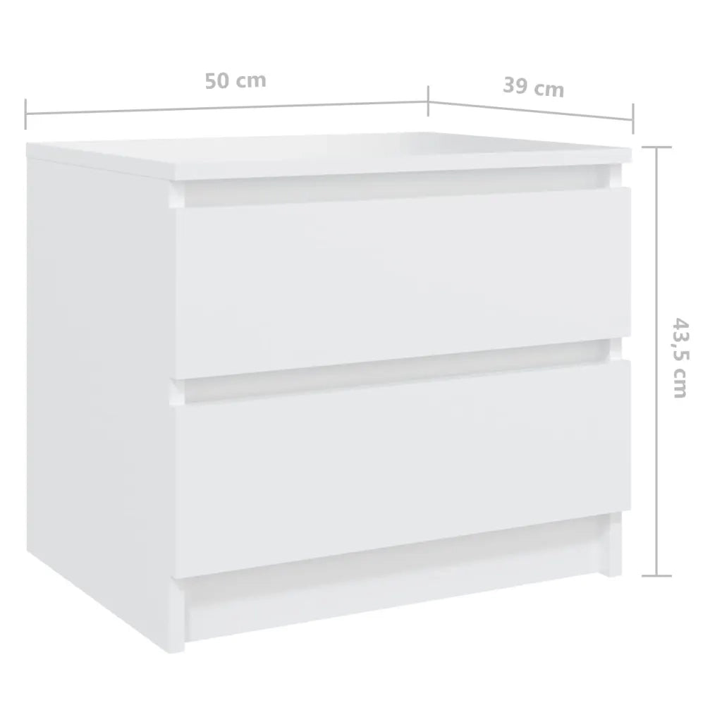 Comodini 2 pz Bianchi 50x39x43,5 cm in Legno Multistrato 806194