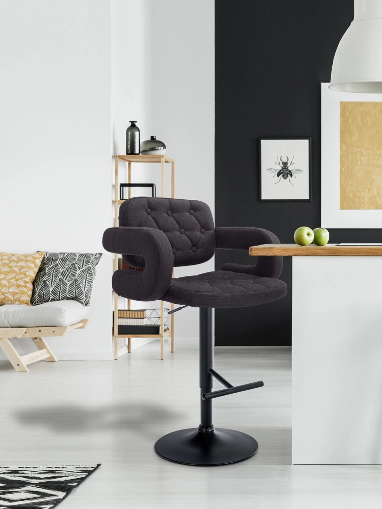 Sgabello Dublin in tessuto nero,nero