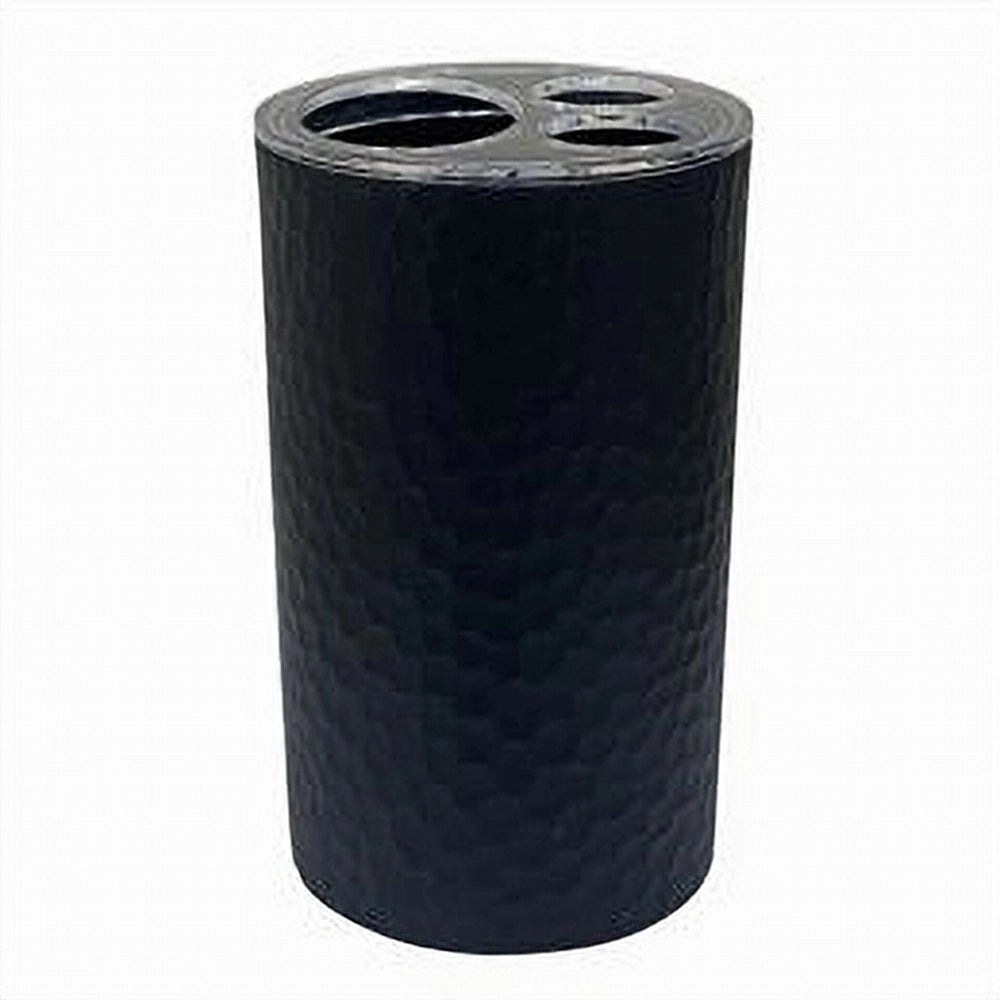Trade Shop - Porta Spazzolini Bicchiere Accessorio Bagno Nero 3 Fori Portaspazzolini 79182 -