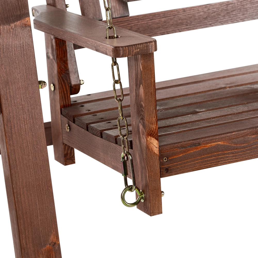 Dondolo da giardino rustico in marrone scuro massiccio stile tradizionale esterno