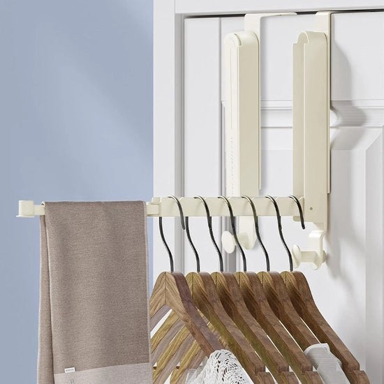 Capocassettone a doppio gancio in acciaio inossidabile, gancio per porta pieghevole, capocassettone pieghevole, maniglione per appendere abiti, sciarpe, borse e decorazioni natalizie (bianco crema)