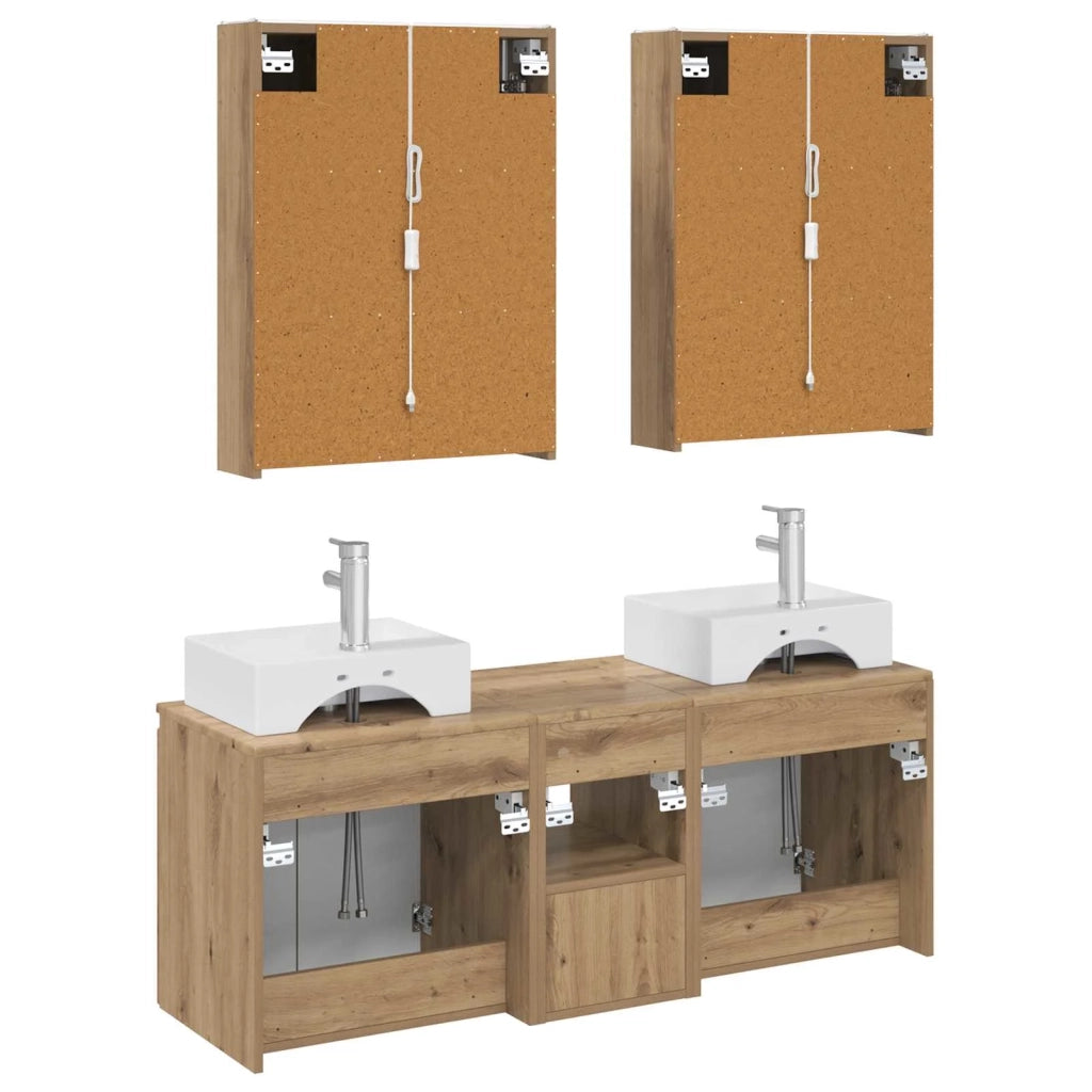 Set di Armadi da Bagno 5 pcs Rovere Artigianale 3406414