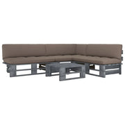 Set di Divani su Pallet 4 pz e Cuscini in Pino Impregnato Grigio cod mxl 35964