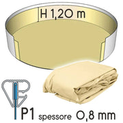 Liner Per Piscina A Forma Circolare  5,00 X H. 1,50 M Sabbia - Attacco P3 - Spessore 0,80 M Tipo attacco: P1, Altezza: 1.20 m, Colore: Sabbia