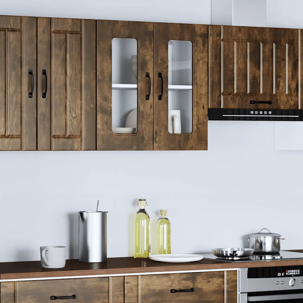 Pensile da Cucina con Porta in Vetro Kalmar Rovere Fumo
