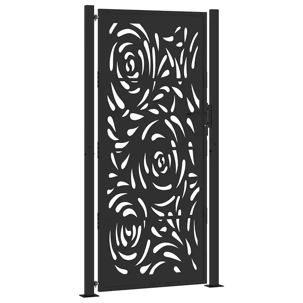 Cancello da giardino nero 100x200 cm in acciaio design fiamma 4100993