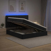 Letto con contenitore LED e materasso Nero 160 x 200 cm Velluto 3460082