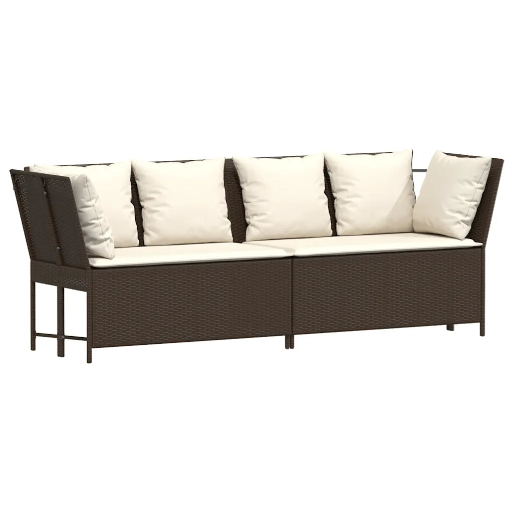 vidaXL Divano da Giardino con Cuscini in Polyrattan Marrone