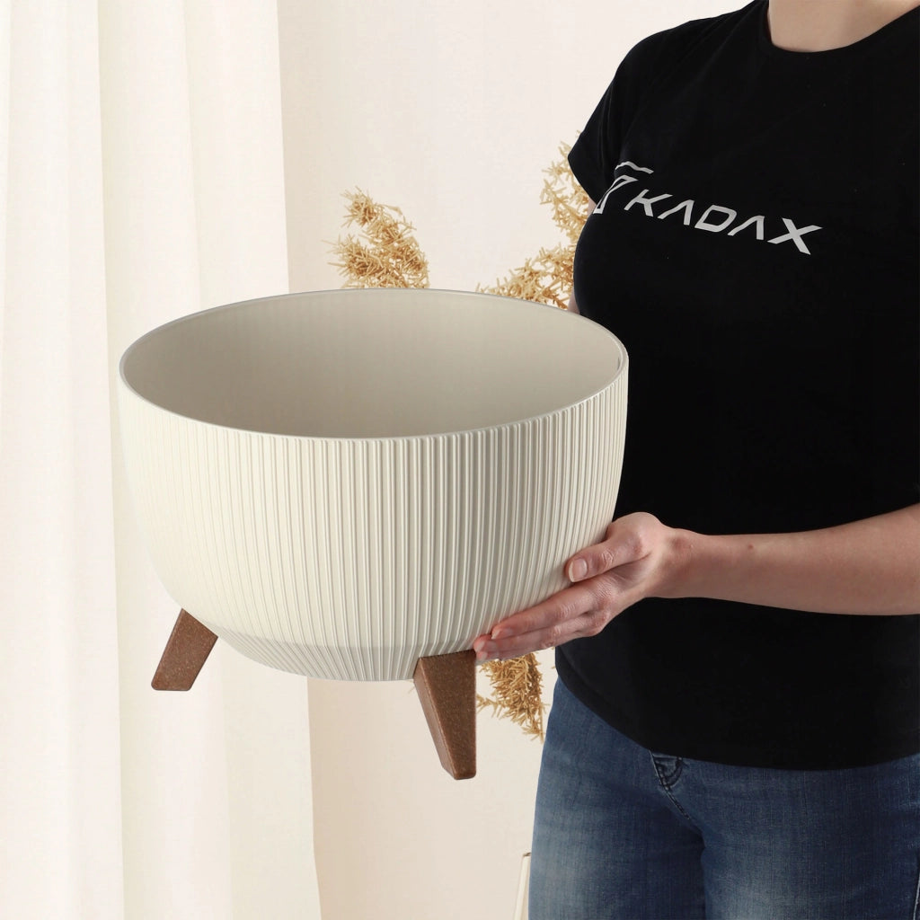 Vaso da giardino KADAX con gambe per fiori, grande ciotola rotonda da 33 cm