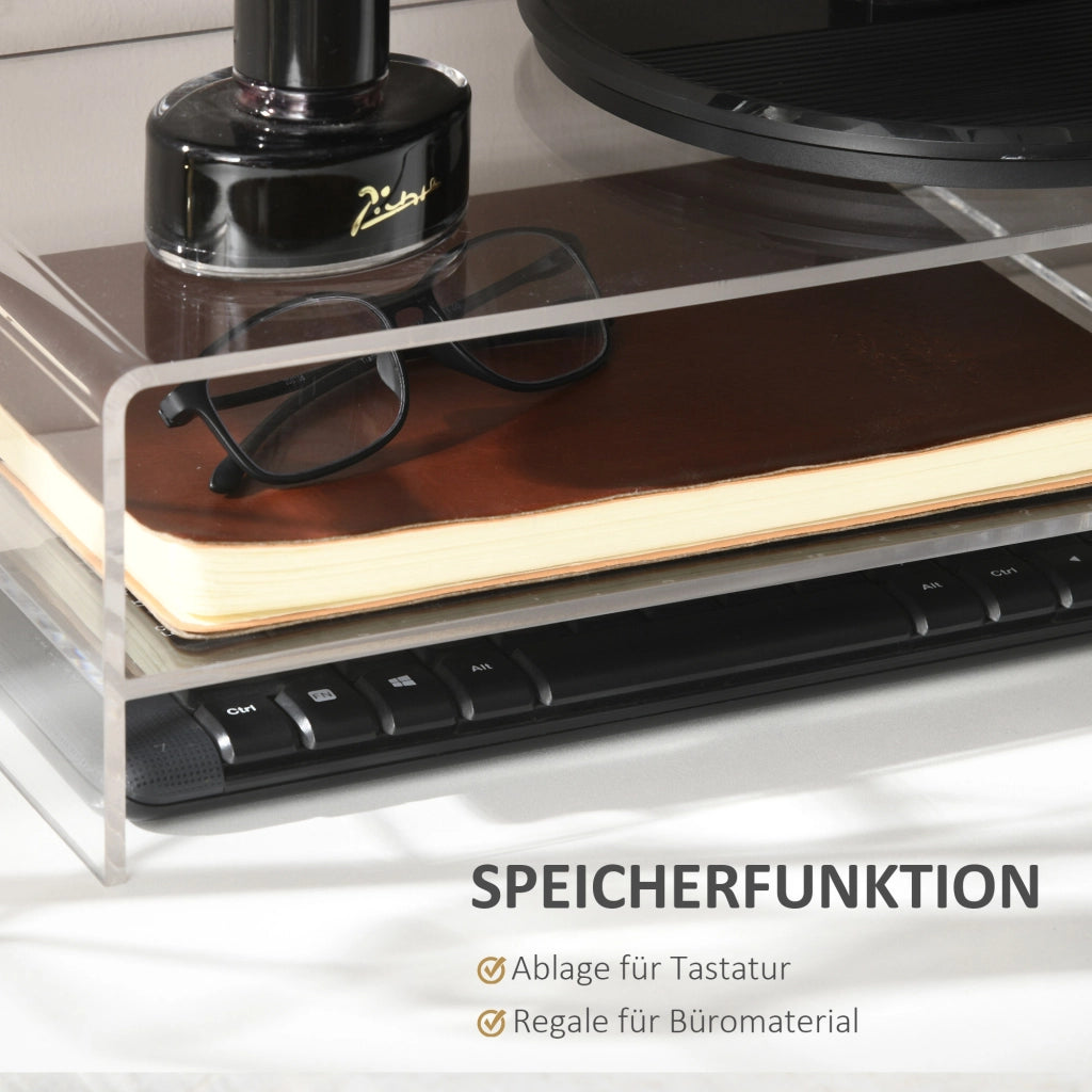 Supporto Monitor con Tastiera ¨C Minimal ¨C Acrilico Trasparente 50.8x19x12cm