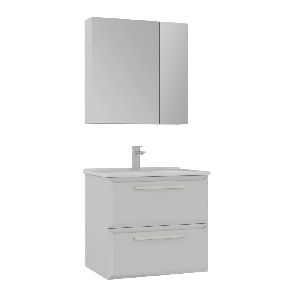 Set mobile lavabo con specchio (2 pezzi) "Nuvola 65 v2" - 65 x 50 x 62 cm - Cashmere
