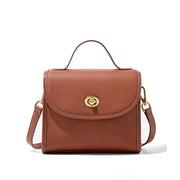 Borsa a tracolla da donna in vera pelle, borsa a mano casual, marrone.