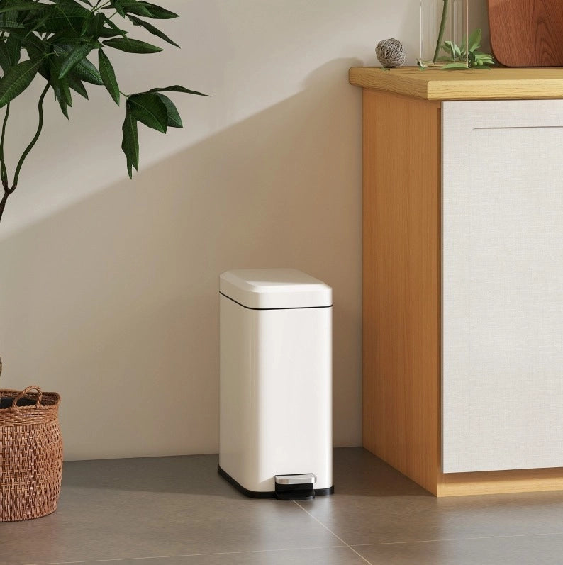 Pattumiera a pedale 5 L in metallo bianco con secchio interno