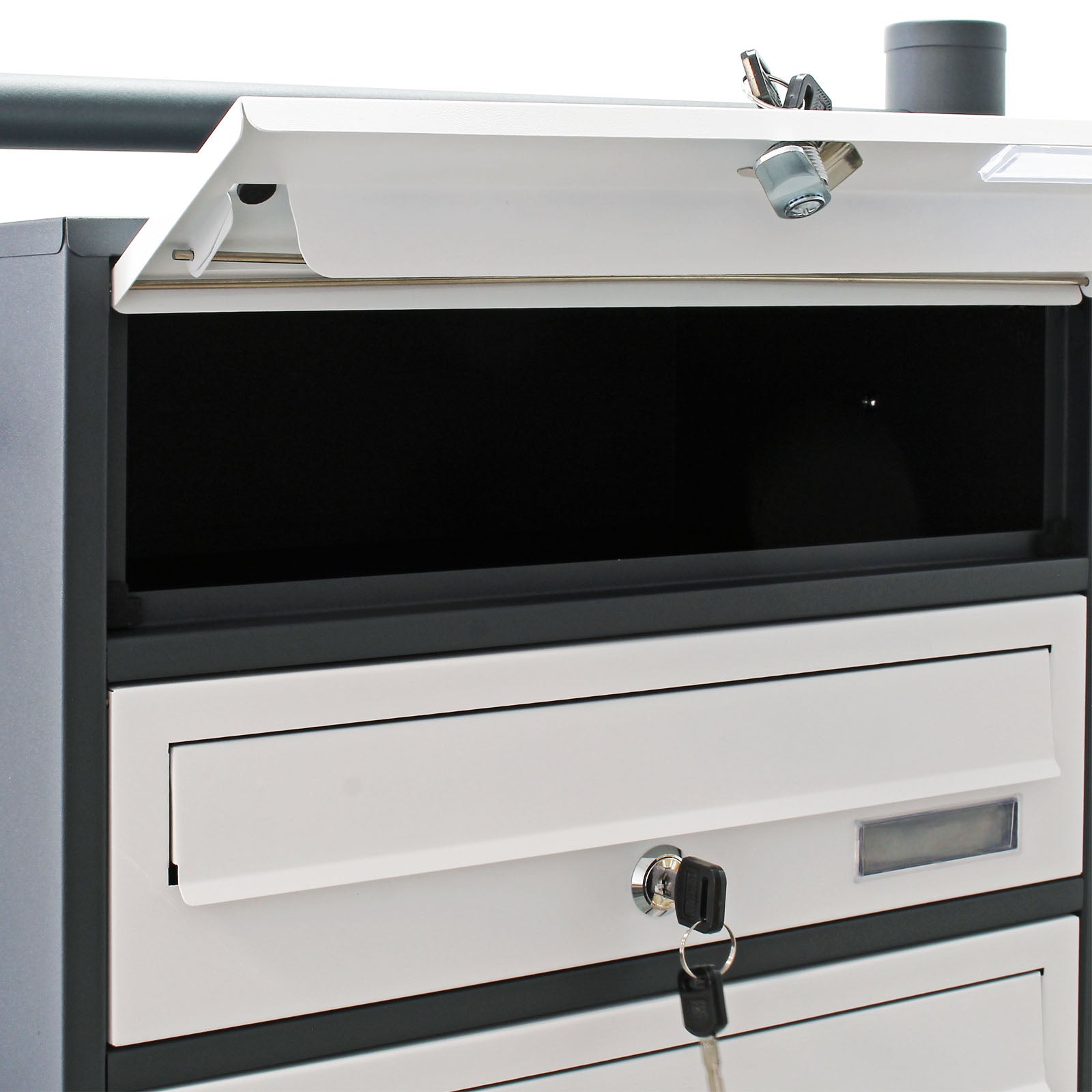 Cassetta postale condominiale autoportante 8 posti antracite/bianco 945 x 270 x 1500 mm 2 moduli