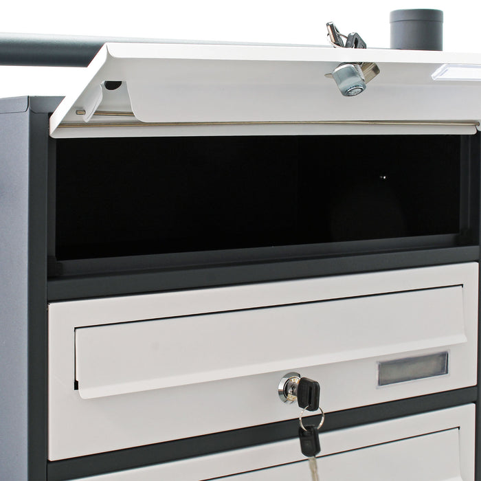Cassetta postale condominiale autoportante 8 posti antracite/bianco 945 x 270 x 1500 mm 2 moduli
