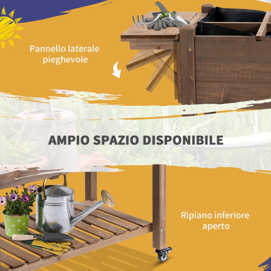 Fioriera da Esterno in Legno di Abete con 8 Vasi, Ripiano Laterale e Mensola Inferiore ¨C zephmum ¨C 123x54x87 cm