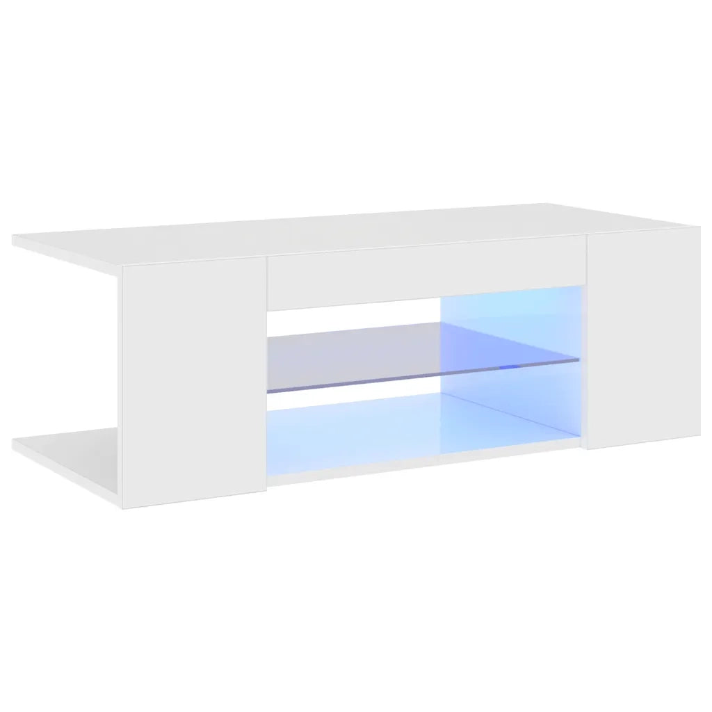 Mobile Porta TV con Luci LED Bianco Lucido 90x39x30 cm 804244