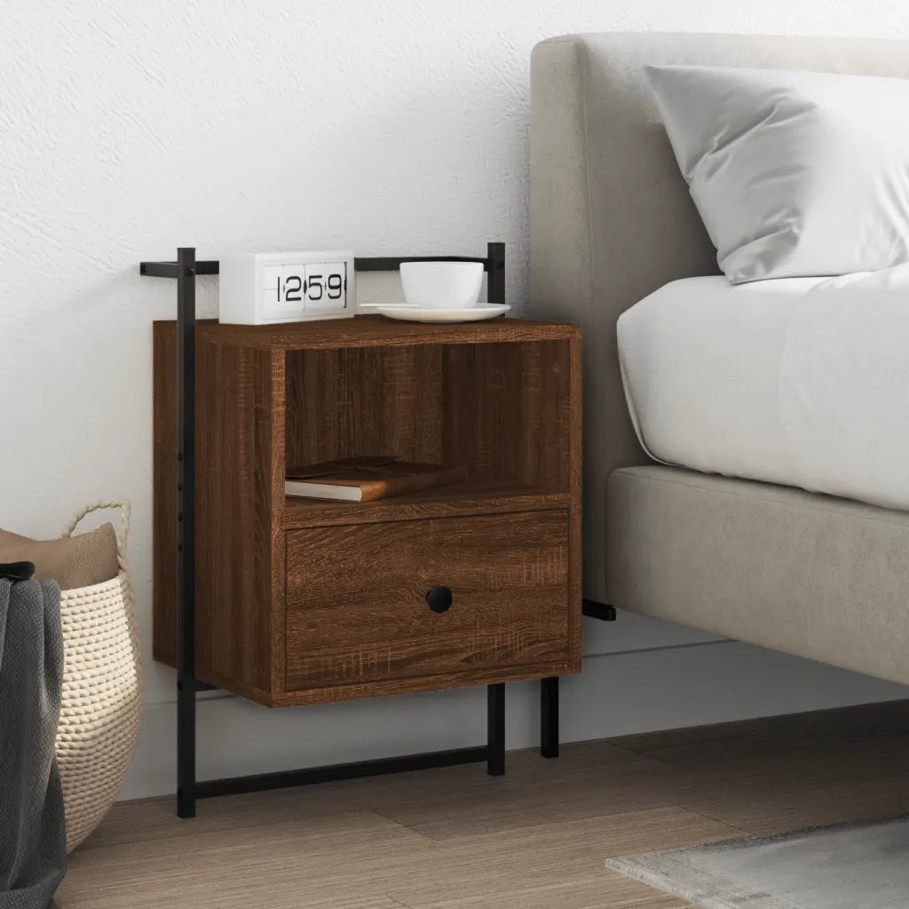 Comodino | Armadio da Notte | Mobiletto da notte a Muro Rovere Marrone 40x30x61 cm Legno Multistrato