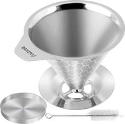Filtro per caffè in acciaio inossidabile riciclabile - Filtro per caffè permanente a cono metallico con setole.