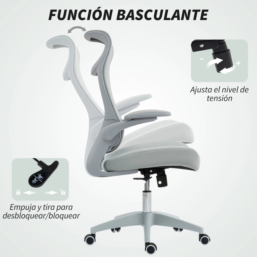 Sedia da Ufficio Ergon¨®mica con Schienale a Reticolo e Supporto Lombare ¨C Zephmum ¨C Grigio
