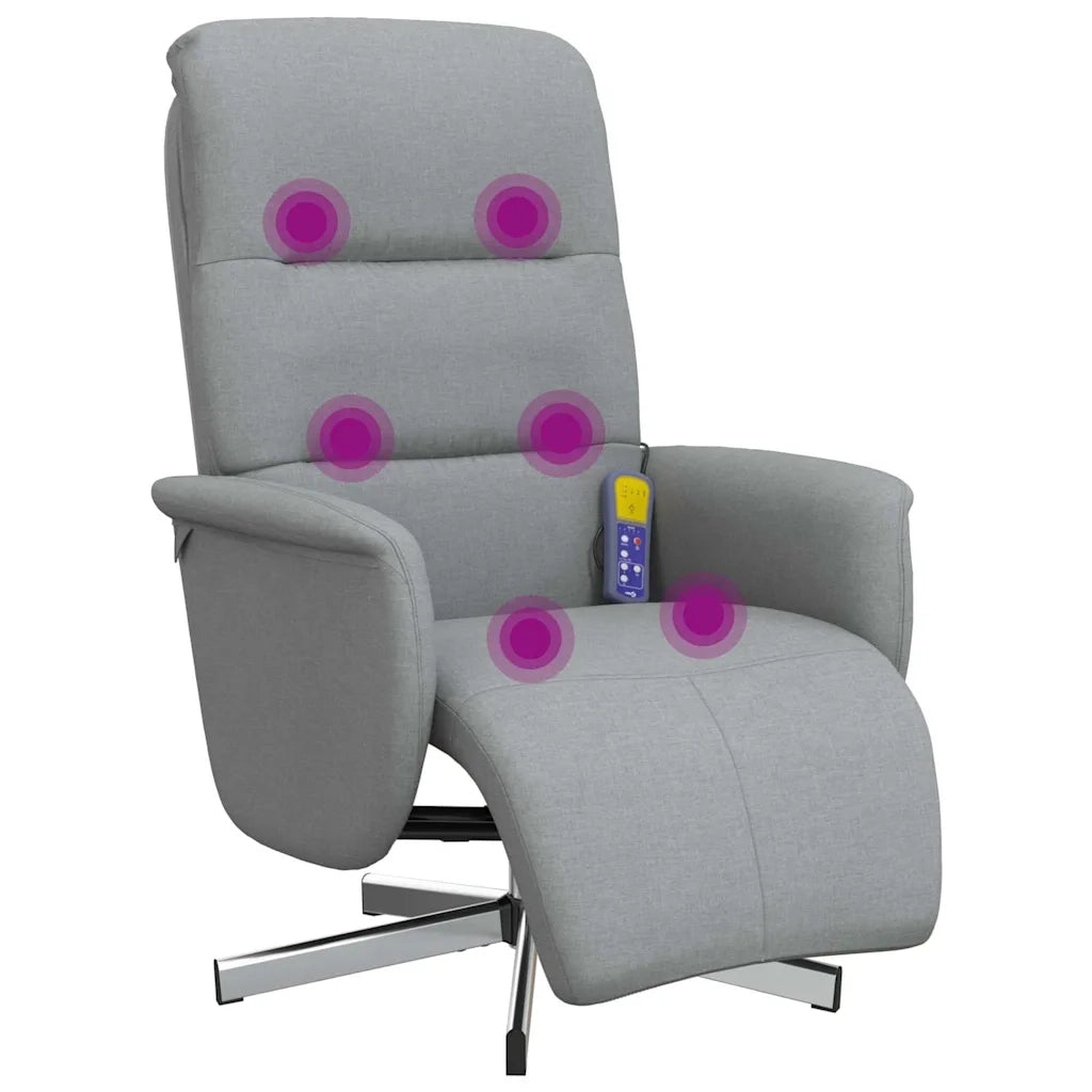 Poltrona | Sedia Relax Reclinante Massaggio Poggiapiedi Grigio Chiaro Tessuto