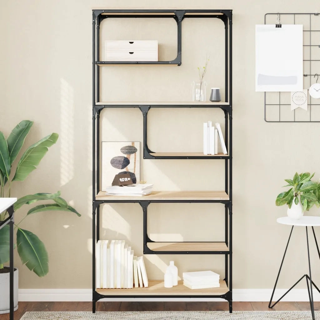 Libreria-Scaffale per Libri-Mobile di Stoccaggio Rovere Sonoma 81x36x176 cm in Legno Multistrato
