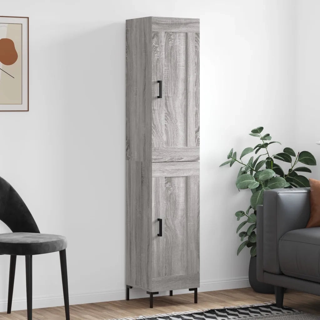 Credenza-Buffet-Armadio da cucina Grigio Sonoma 34,5x34x180 cm in Legno Multistrato 380468