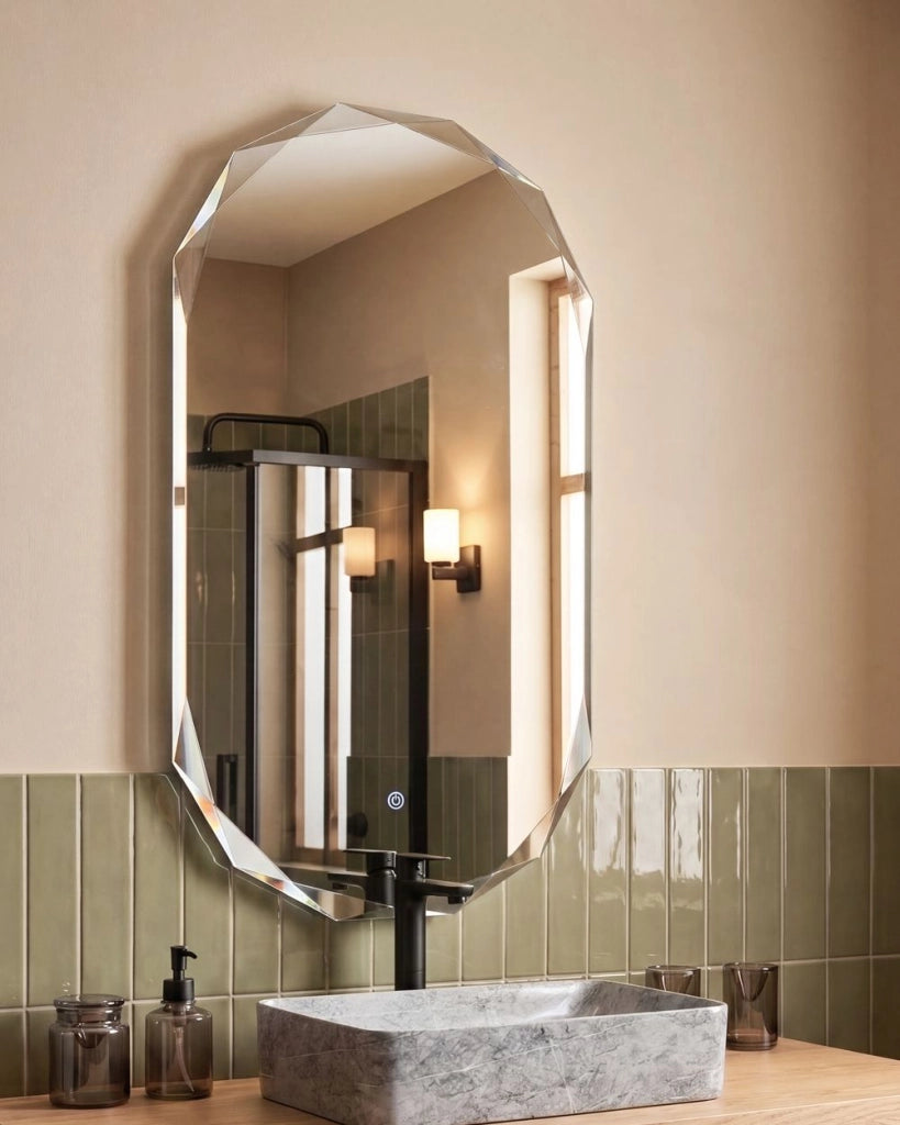 Specchio LED da Parete Ovale Moderno 62 x 109 cm per Bagno, Camera da Letto e Trucco Stile Contemporaneo