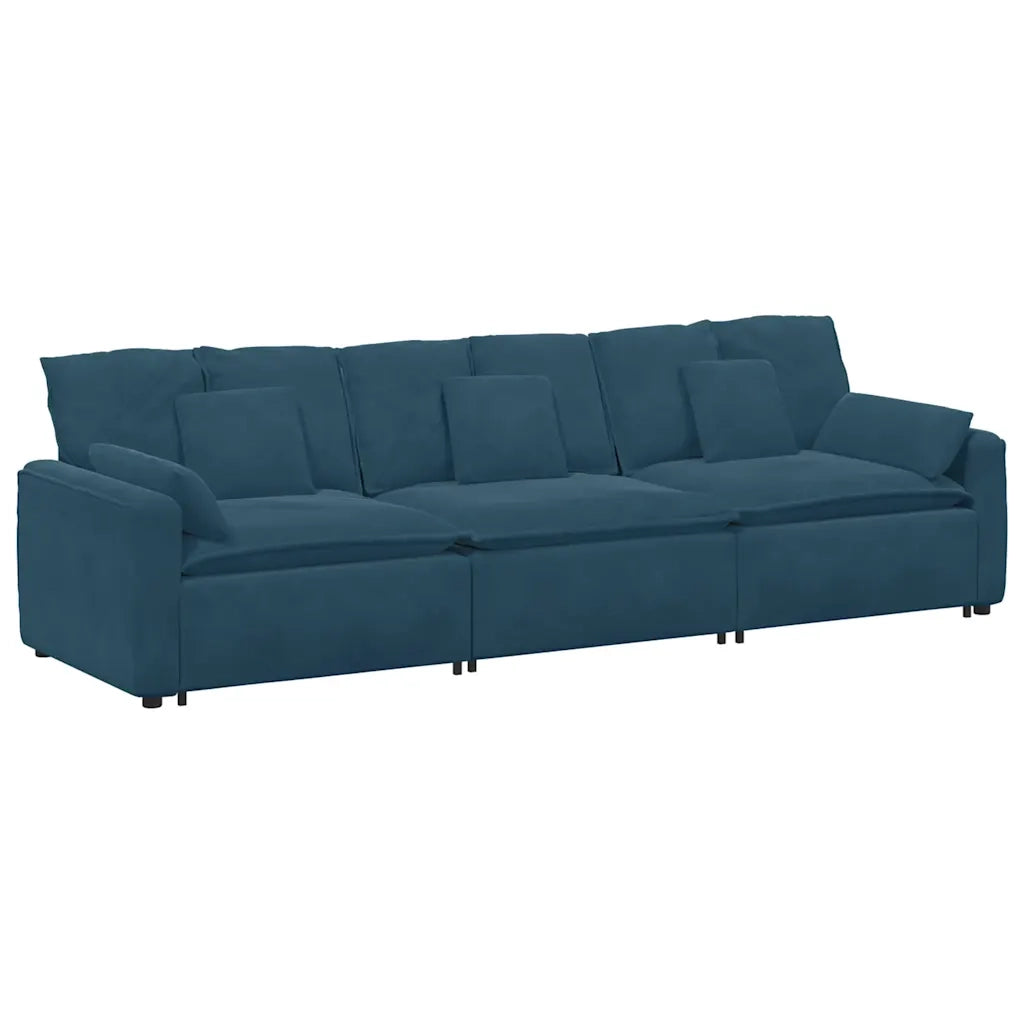 Divano Modulare con Cuscini Blu