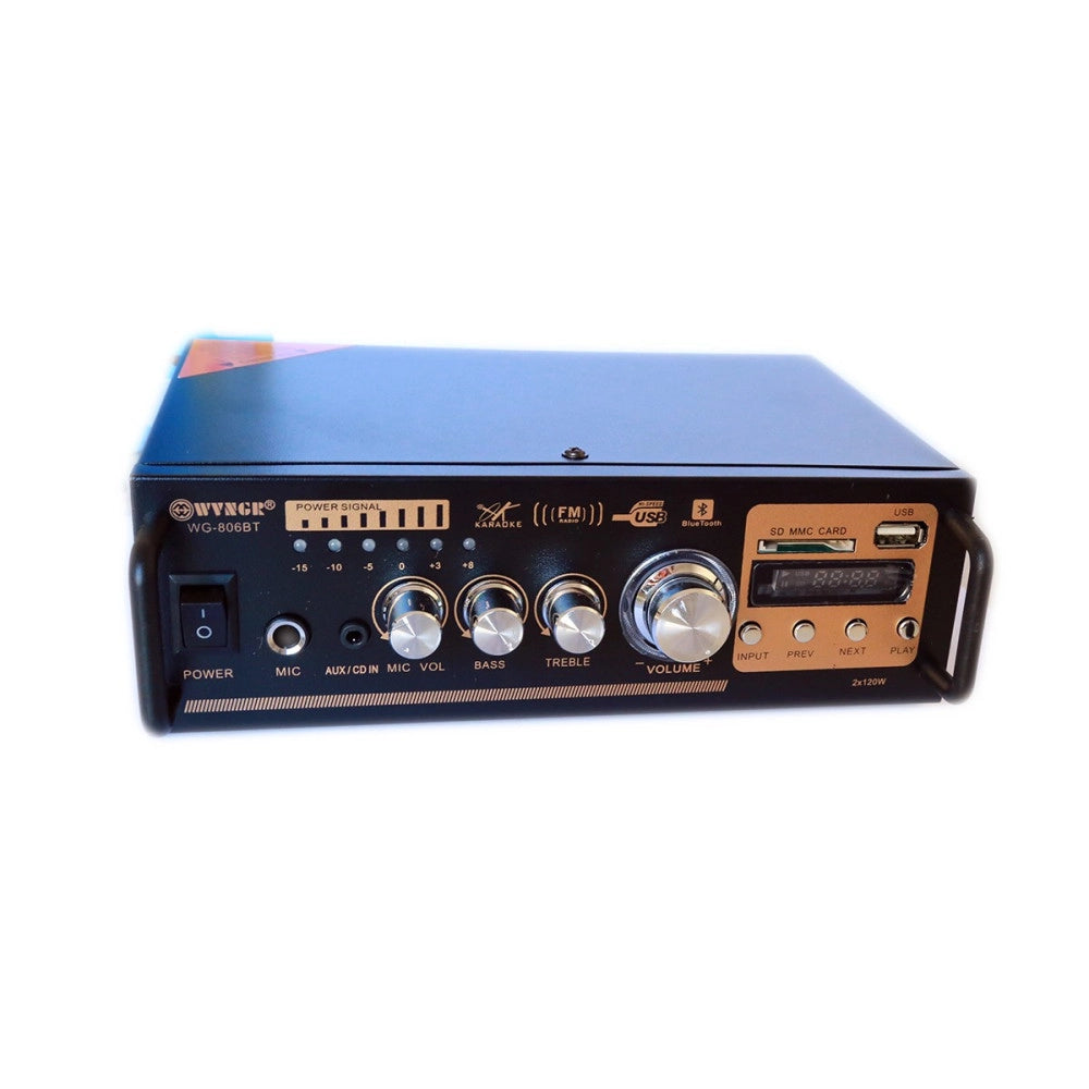Trade Shop - Amplificatore Audio Stereo 2 Canali Bluetooth Microfono Usb Sd Mp3 Karaoke 806bt -