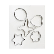 Trade Shop - Set 5 Stampi Stampini Formine Acciaio Biscotti Pane Dolce Stella Fiore Farfalla -