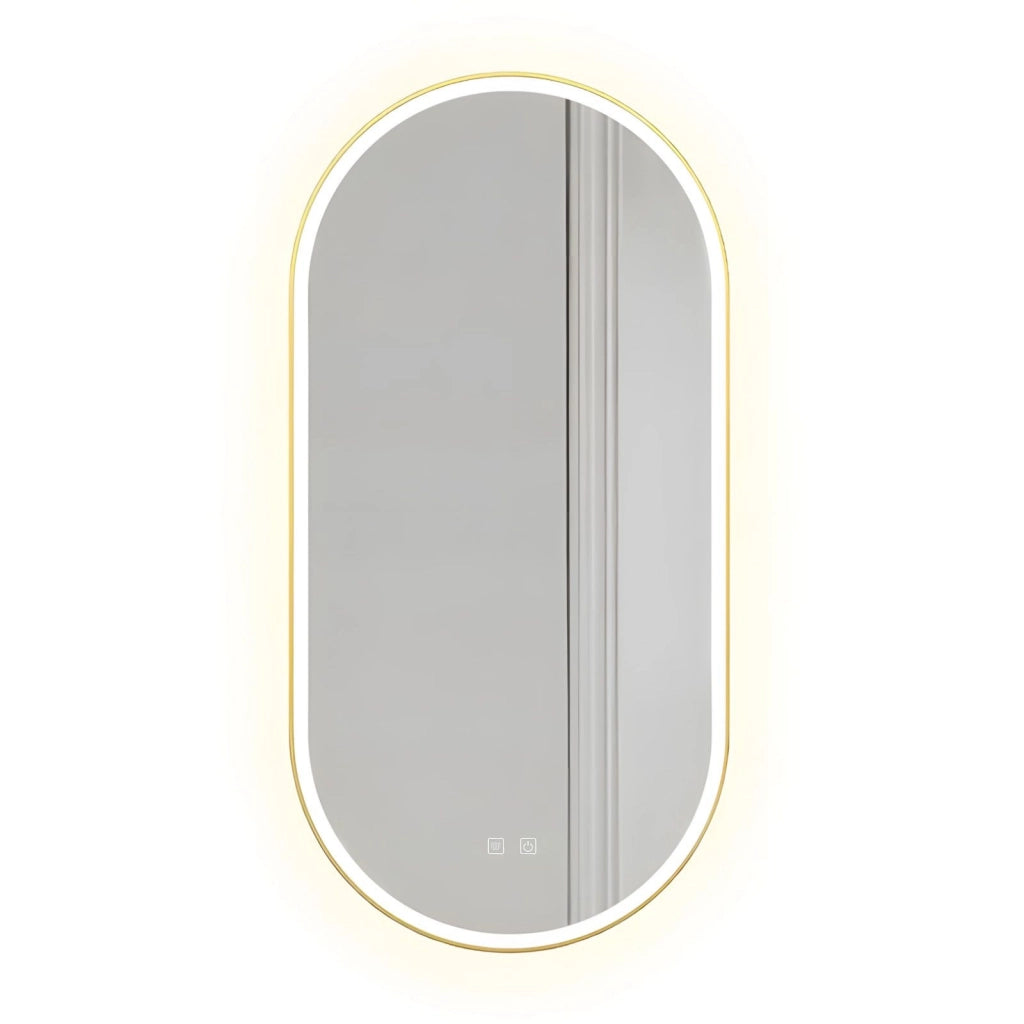 Specchio Led Ovl 50x100cm Brush Gold