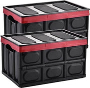 Set di 2 Cassetti Opachi - 28 l - 42 x 28,5 x 24 cm - Nero / Rosso