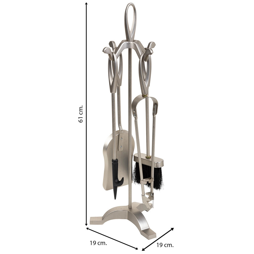 Set di 5 utensili per caminetto in metallo nero
