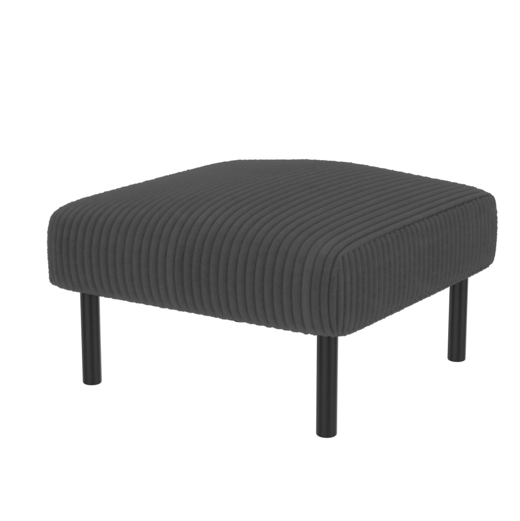 Set soggiorno 3 pezzi in corduroy grigio con divano 2 posti; poltrona e pouf; 120 cm