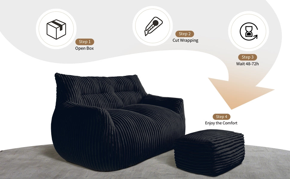 Poltrona Pouf Sacco con Poggiapiedi ¨C MINIMAL ¨C Tessuto, Soggiorno e Camera
