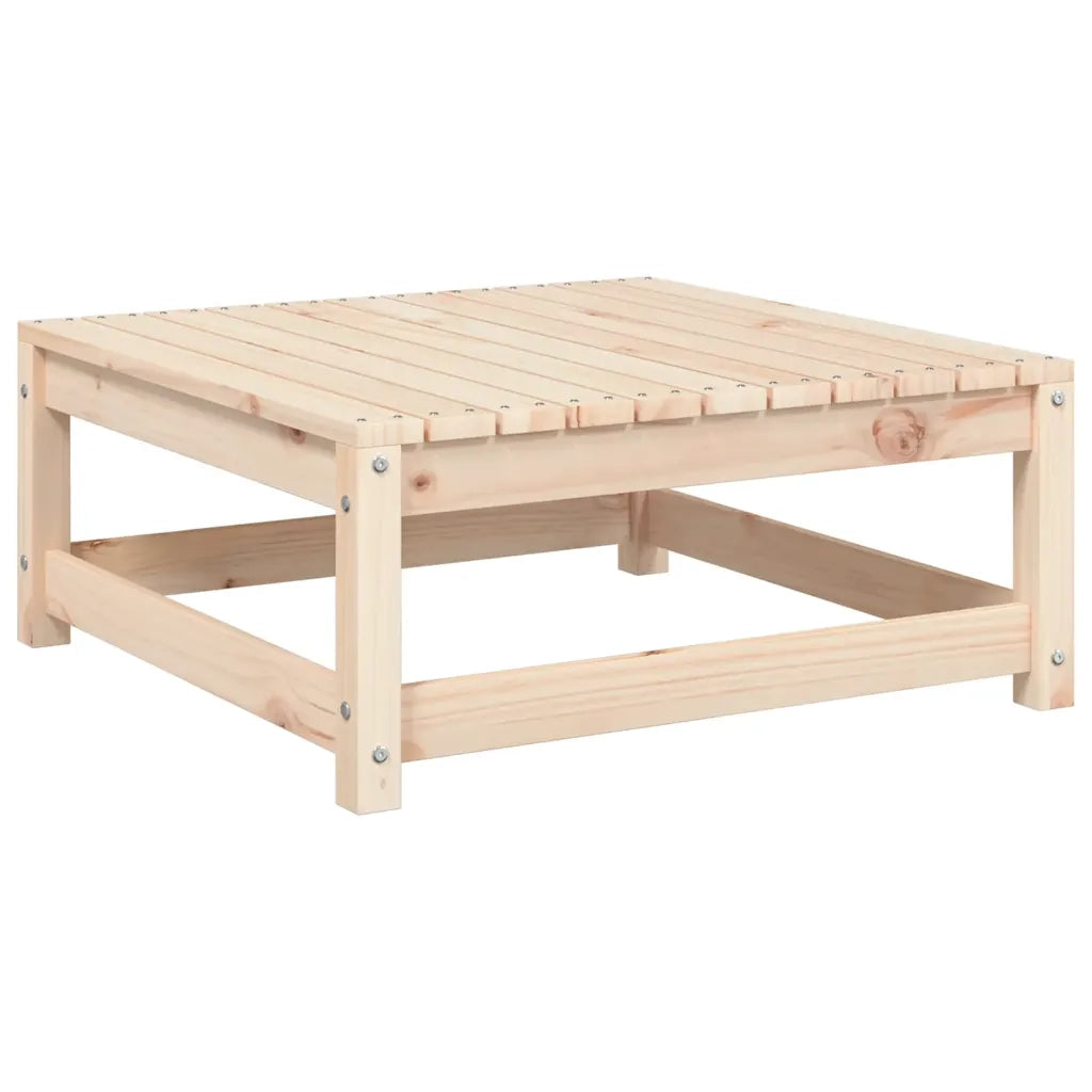 Poggiapiedi da Giardino con Cuscino in Legno Massello di Pino
