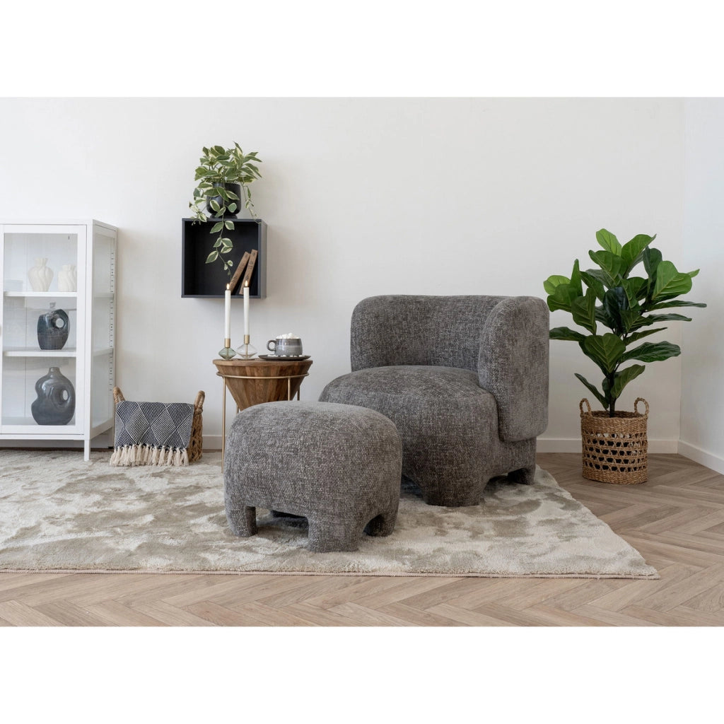 Pouf Nazare, Beige, Poliestere, 41x53x38 cm