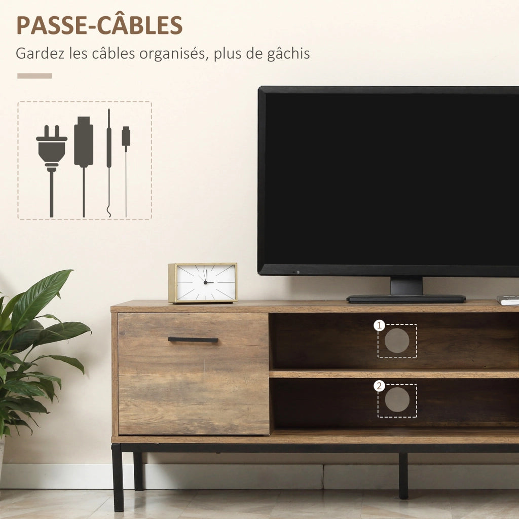 Mobile TV con cassetti e scaffale ¨C zephmum ¨C marrone nero 132x39x45.5 cm