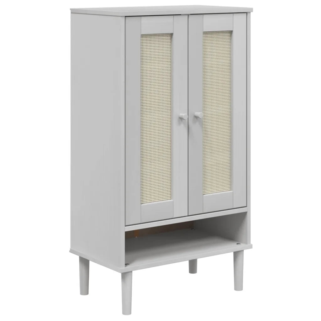 Scarpiera | Mobile per scarpe SENJA Aspetto Rattan Bianco 59,5x35x107 cm Massello