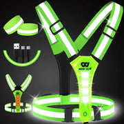 Vestibilità sicura LED riflettente - caricabile via USB - regolabile in elastico - per bicicletta, jogging, adulti e bambini