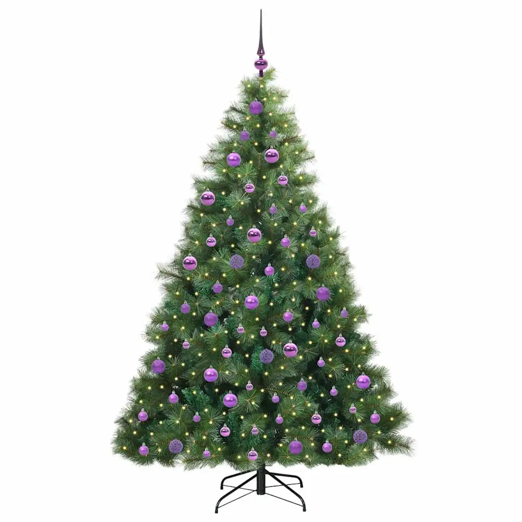 Albero di Natale Artificiale-Albero Natalizio con 300 LED Verde 180 cm PE e PVC 345090