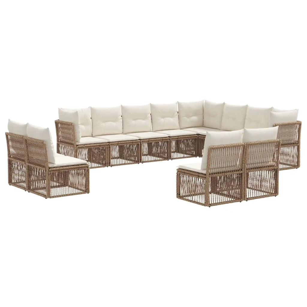 Set Divano da Giardino 12 pcs Beige polyrattan 3434412
