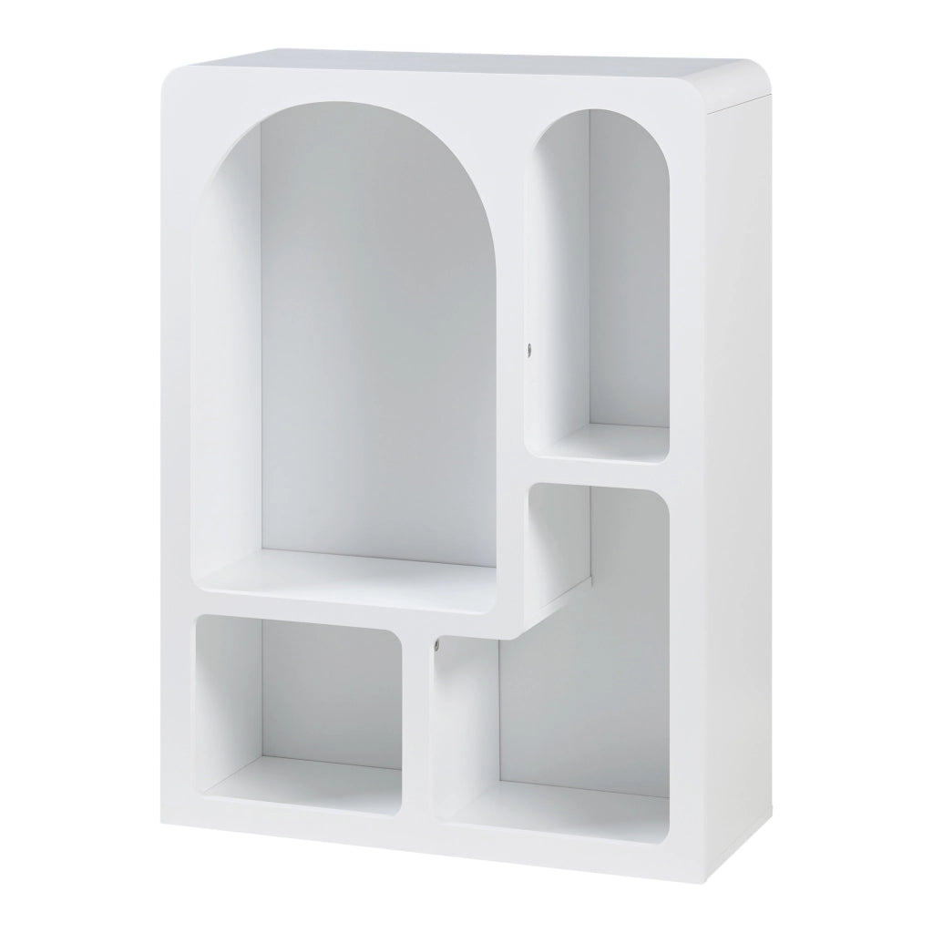 Scaffale Basso Vågå con 4 Scomparti Geometrici 80x60x24 cm Bianco [en.casa]