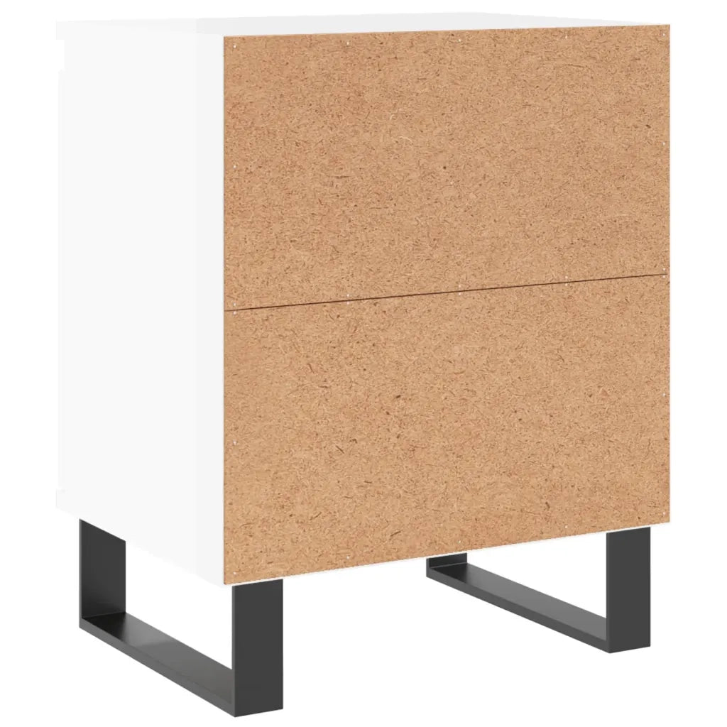 Comodini 2 pz Bianco Lucido 40x30x50 cm in Legno Multistrato