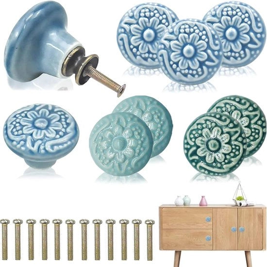 Pomelli in ceramica per porte - 12 pezzi - maniglie per cassetti - maniglie per commode - maniglie in ceramica per mobili